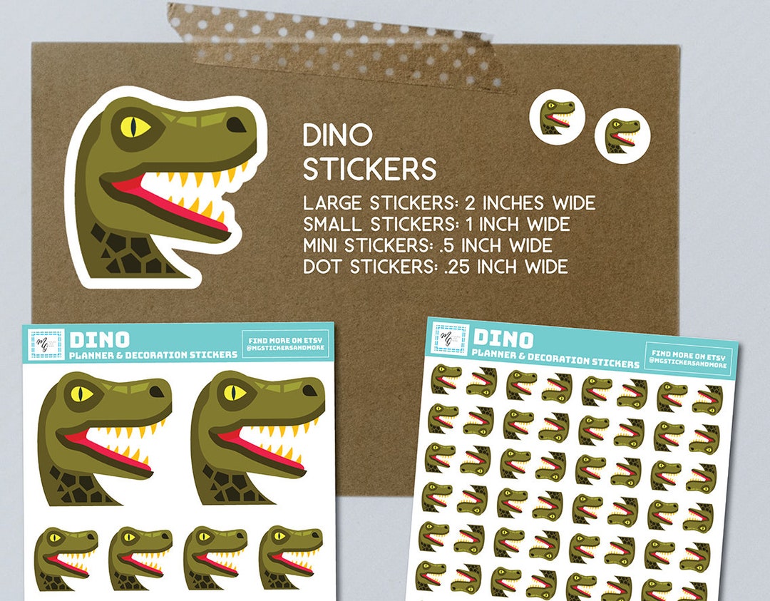 Cute Kawaii Dinosaur Stickers Journal, Diary Stickers, T-Rex Stickers
