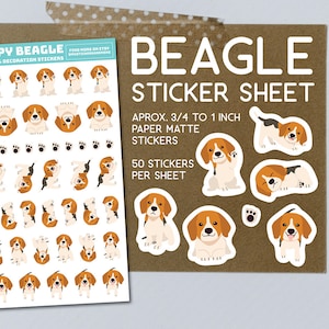 Pegatinas de dibujos animados de Beagle, perro, pegatina de Beagle, papelería, para planificadores, cuadernos, diarios, invitaciones, exposición canina, lindo, pegatinas, refugio