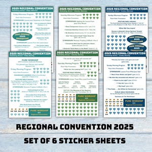 2025 regional Convention Programm Aufkleber, Gesprächstitel Aufkleber, JW stationär, Geschenk, Montage, Englisch, Notizenaufnahme, Set, Pure Worship