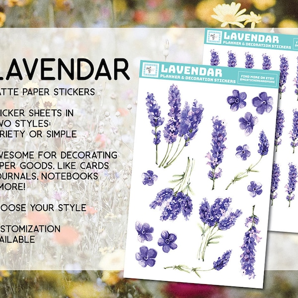 Lavender Flower Sticker Etsy