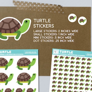 Schildkröte Sticker, Schildkröte, Papieraufkleber, mini, groß, Punkte, klein, ein Zoll, Tier, Sticker, Journal, Notizbuch, stationär, niedlich, Planer