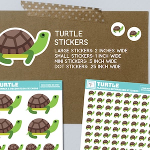 Turtle stickers, turtle, paper stickers, mini, large, dots, small, one inch, animal, stickers, journal, notebook, stationary, cute, planner