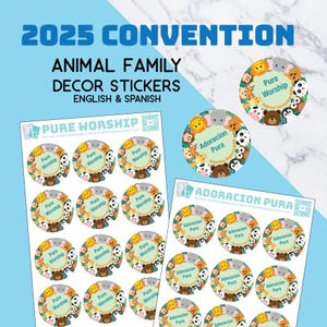 Animal Family Stickers, 2025 Regional Convention Pure Worship, Adoracion Pura Asamblea Regional, JW stationary, gifts, decor