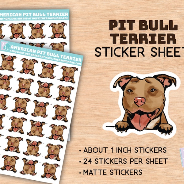 American Pit Bull Terrier stickers, sticker sheet, paper matte, stationary, breeder, card making, scrapbooking, ephemera, pitbull, dog, cute