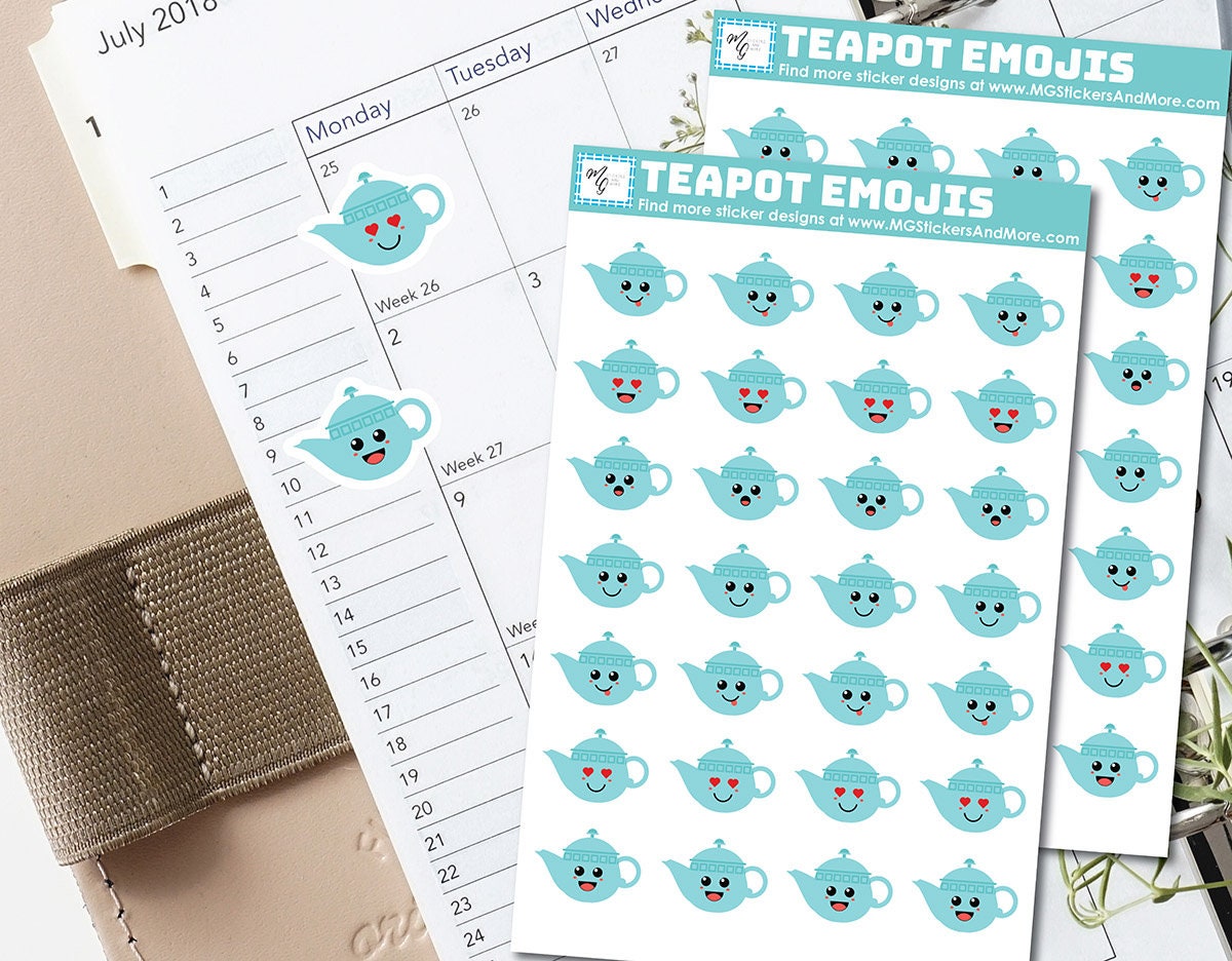 Teapot Emoji Sticker Sheet for Crafting Journaling Etsy