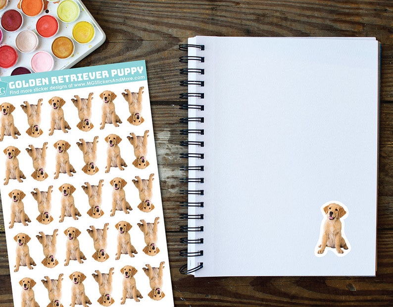 Golden Sticker Sheets Golden Retriever Puppy Sticker Sheet Paper Matte Stickers - Etsy
