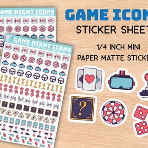 Spiel Sticker, Planer Sticker, Icons, klein, mini, Papier matt, Stationär, Etiketten, Kalender, Notizbuch, Doodle, Gamer, Videospiel, Karten