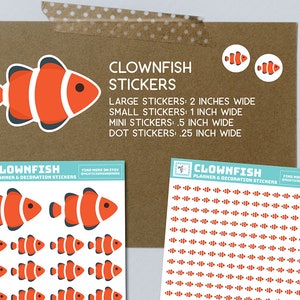 Clownfisch Sticker, Clownfisch Bullet Dot Stickers, Clownfisch Planer, Pegatinas de pescado payaso para cuadernos, Tier Sticker, Wert