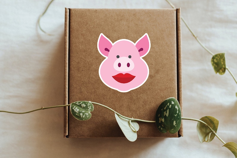 Lipstick Pig Stickers Piggy Love Pigs Animal Stickers Etsy