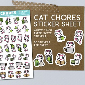 Pegatinas de planificador de tareas de gato, iconos de planificador lindo, pegatinas de papel mate para calendarios, cuadernos, planificadores, gatos, tareas, recados