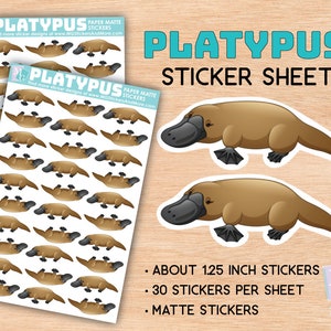 Platypus sticker sheet, matte stickers, zoo, animal love, African animals, stationary, for journals, planners, notebooks, safari, gift