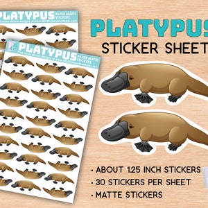 Platypus Sticker Sheet, matte Sticker, Zoo, Tierliebe, afrikanische Tiere, stationär, für Journale, Planer, Notizbücher, Safari, Geschenk