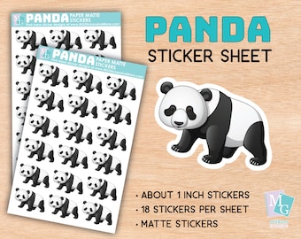 Panda sticker sheet, matte stickers, zoo, animal love, animals, stationary, for journals, planners, gifts, notebooks, bear, asian bear, cute