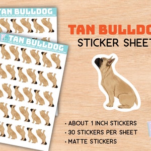 Adesivi Bulldog marrone, foglio adesivo, razza, cane da esposizione, stazionario, effimero, decorazione, arte, articoli di carta, fabbricazione di carte, bulldog, purosangue, marrone