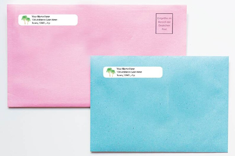 letter writing custom stationary coast labels Palm Tree return address pen pal beach stickers envelopes snail mail florida tropic
