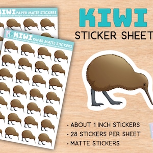 Folha de adesivos Kiwi, adesivos foscos, zoológico, amor animal, animais africanos, estacionário, para diários, planejadores, cadernos, safari, presente, pássaro