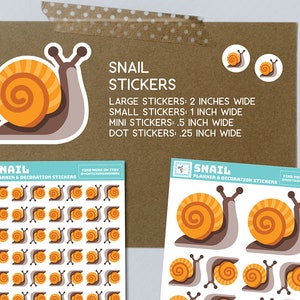 Schnecke Aufkleber, verschiedene Größen, mini, klein, groß, Punkte, Schnecken, Punkte, Post, Leben, langsam, niedlich, Schleim, Papier, matt, Blätter, stationär