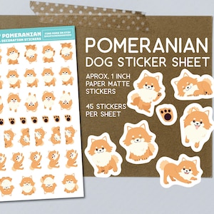 Pomeranian cartoon stickers, dog, Pomeranian stickers, stationary, for planners, notebooks, journals, Pomeranian stationary, Pomeranian gift