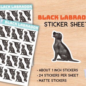 Adesivi Labrador nero, foglio di adesivi, razza, cane da esposizione, cancelleria, effimeri, arredamento, arte, articoli di carta, creazione di biglietti, cucciolo, labrador, canino