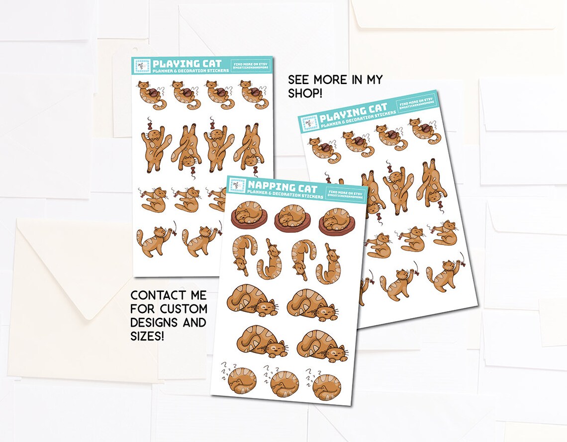 Cat in a Box Cartoon Stickers Paper Matte Stickers Etsy