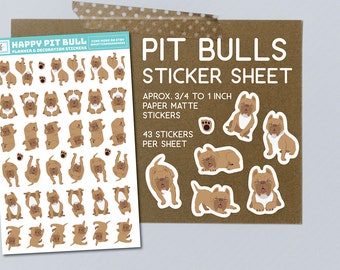 Pit bull cartoon stickers, dog, pit bull sticker, stationary, for planners, notebooks, journals, invitations,  dog show, pittie, cute