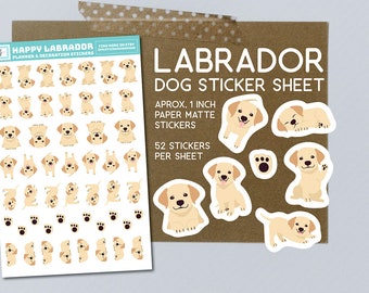 Pegatinas de dibujos animados de Labrador, perro, pegatinas de Labrador, papelería, para planificadores, cuadernos, diarios, Labrador estacionario, pegatinas de laboratorio amarillas