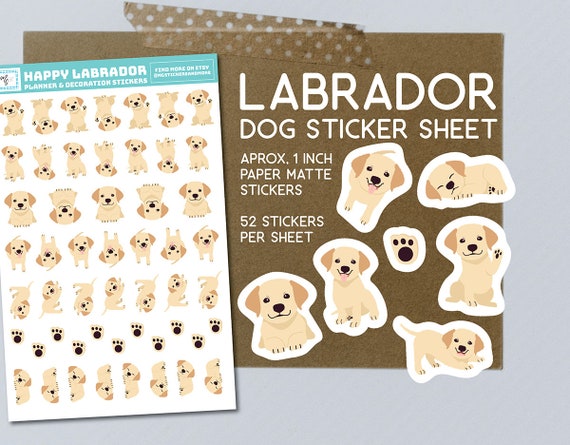 Labrador cartoon stickers, dog, Labrador stickers, stationary, for planners, notebooks, journals, Labrador stationary, yellow lab stickers