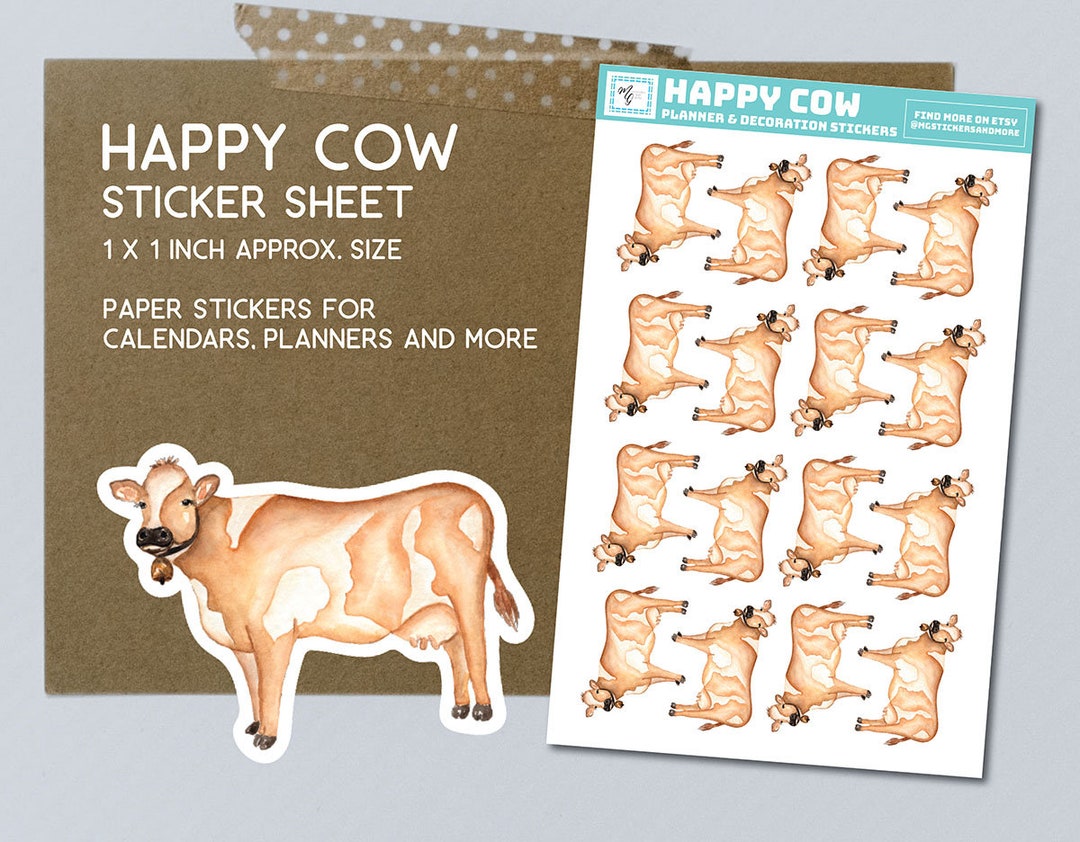 Cow Stickers, Happy Cow, Dairy Cow, Bullet Journal, Diary, Farm Animal ...