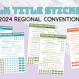 2024 Regional Convention program stickers, talk title sticker set, JW stationary, gift, assembly, English, note taking stickers, organize