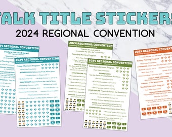 2024 Regional Convention program stickers, talk title sticker set, JW stationary, gift, assembly, English, note taking stickers, organize