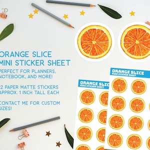 Orange Slice mini stickers, oranges, fruit, paper sticker, small, cute, notebook, bullet journal, stationary, small orange, mini fruit, cute