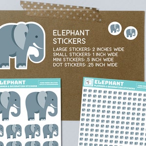 Adesivos de elefante, diário com marcadores, adesivos de planejador, adesivos de animais, adesivos de mini elefante, adesivos de papel de elefante, amor de elefante