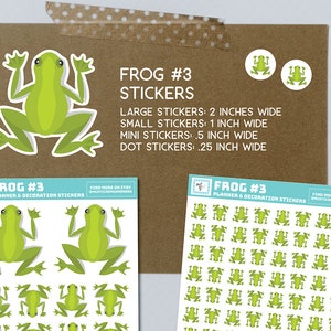 Autocollants en papier Frog #3, autocollants grenouille, mini autocollants, grands, petits, points, amour grenouille, froggy, hop, cahiers, planificateur, bullet journal, grenouilles