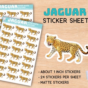 Diabo jaguar, folha de adesivos, adesivos foscos, zoológico, amor animal, animais africanos, estacionário, para diários, planejadores, cadernos, safari, gato
