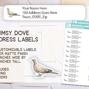 Dove bird return address, labels, stickers, custom, mailing, pen pal, doves, love birds, pigeon mail, pigeons, air mail, mail sticker, cute