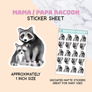 Wasbeer Parent stickervel, mama, papa, babyshower, plakboek, uitnodigingen, papierkunst, decor, feest, 1 inch, klein, stationair, baby's