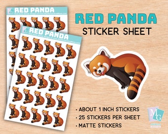 Red Panda sticker sheet, matte stickers, zoo, animal love, animals, stationary, for journals, planners, gifts, notebooks, travel, album