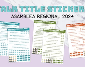 Asamblea Regional 2024 program stickers, talk title sticker set, JW stationary, gift, assembly, Spanish, note taking stickers, organize