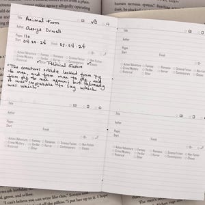 Reading Log | 3 different sizes | 2 reviews per page | Genres included | coptic bound notebook