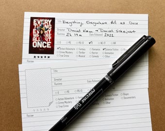 Filmbesprechung Notecard PDF für Letter Sized Papier - 1.5 ”x 1” Sticker Vorlagen - Filmgenres und Filmeinstufung - 5 Sterne Bewertungen
