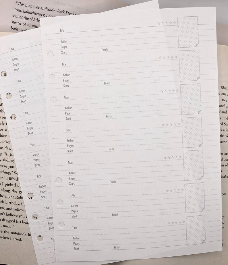 A5 Reading Log Binder Inserts: Book Review Tracker - Etsy