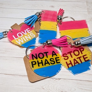 Hand-painted Pan Pride Flag Keychain