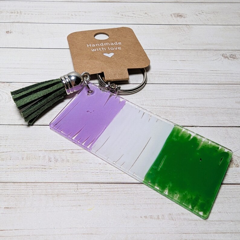 Hand-painted Gender Queer Pride Flag Keychain - Etsy