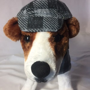 Gray checkered plaid pet hat