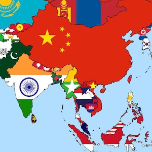 All Countries Vector World Map - Detailed World Map Drawing. Flags ...