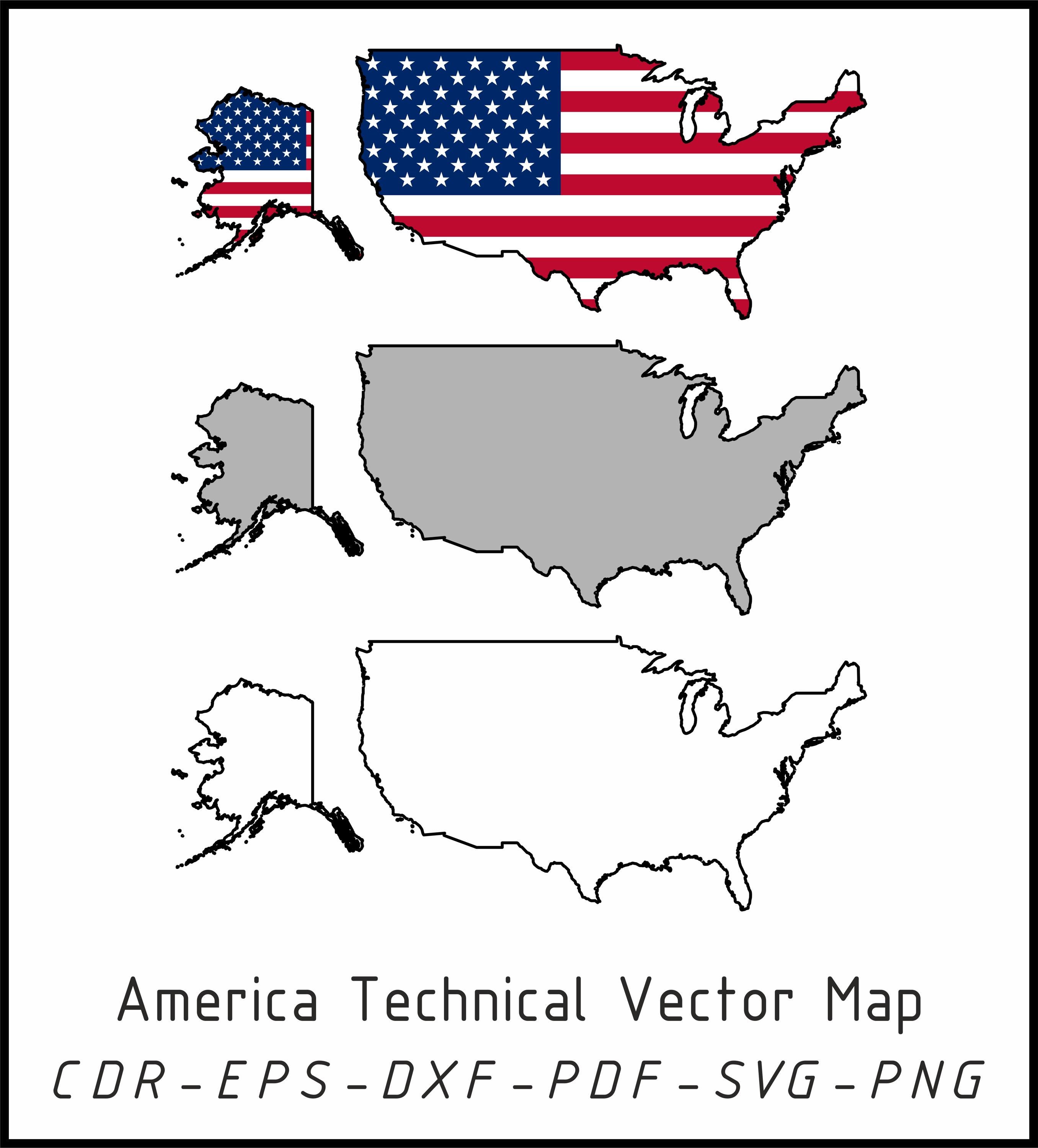 America Vector Map | CNC Laser Cut, Printing, Graphic Design (digital ...
