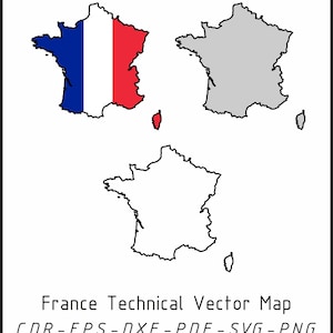 Frankreich Vektorkarte | CNC Laserschnitt, Druck, Grafikdesign (Digitaler Download)