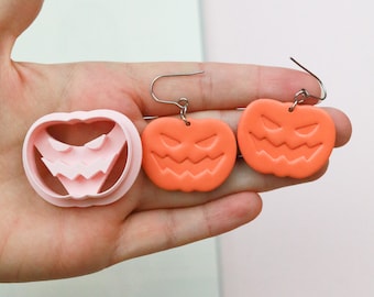 Halloween polymer clay cutters - Pumpkin polymer clay cutter - Spooky 3d printed cutter for earrings