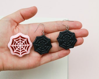 Halloween polymer clay cutters - Spider web polymer clay cutter - Spooky 3d printed cutter for earrings