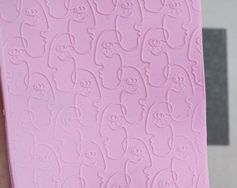 Faces Polymer clay texture sheet - Texture mat for polymer clay - Rubber texture sheets